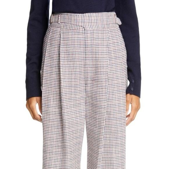 Adam Lippes Silk Linen Wide Leg Plaid Check Pant Trousers 6 Retails $1290 New - Picture 3 of 9